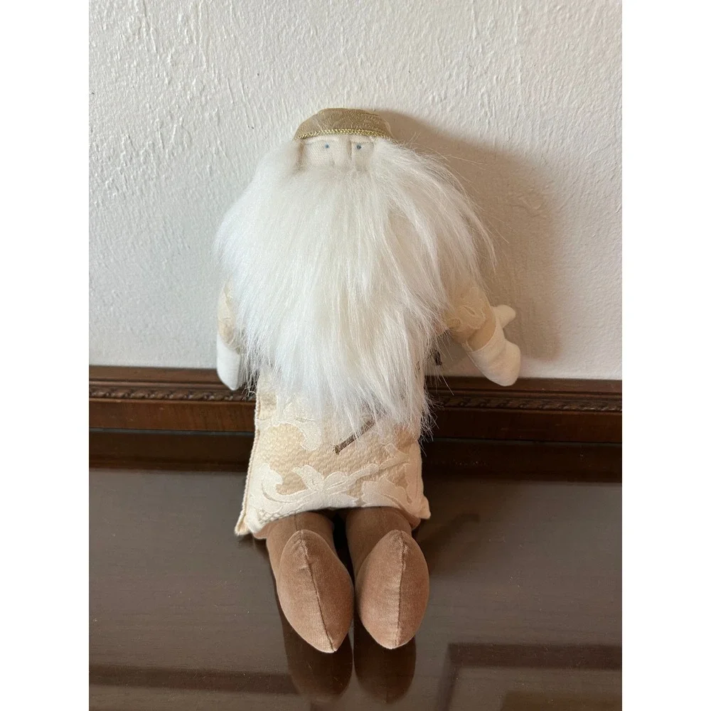Vintage Musical Father Christmas Plush Doll Cream Gold Brocade Wind Up 18 Inch